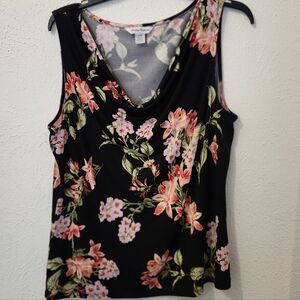 Tommy Bahama Floral Black and Pink Tank Top
